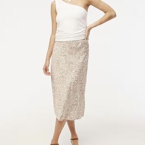 J. Crew Printed Bias Slip Skirt Size 2X Animal Print Midi Stretch Waist NEW